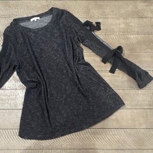 Pleione Women’s Black Tie-Sleeve Knit Top